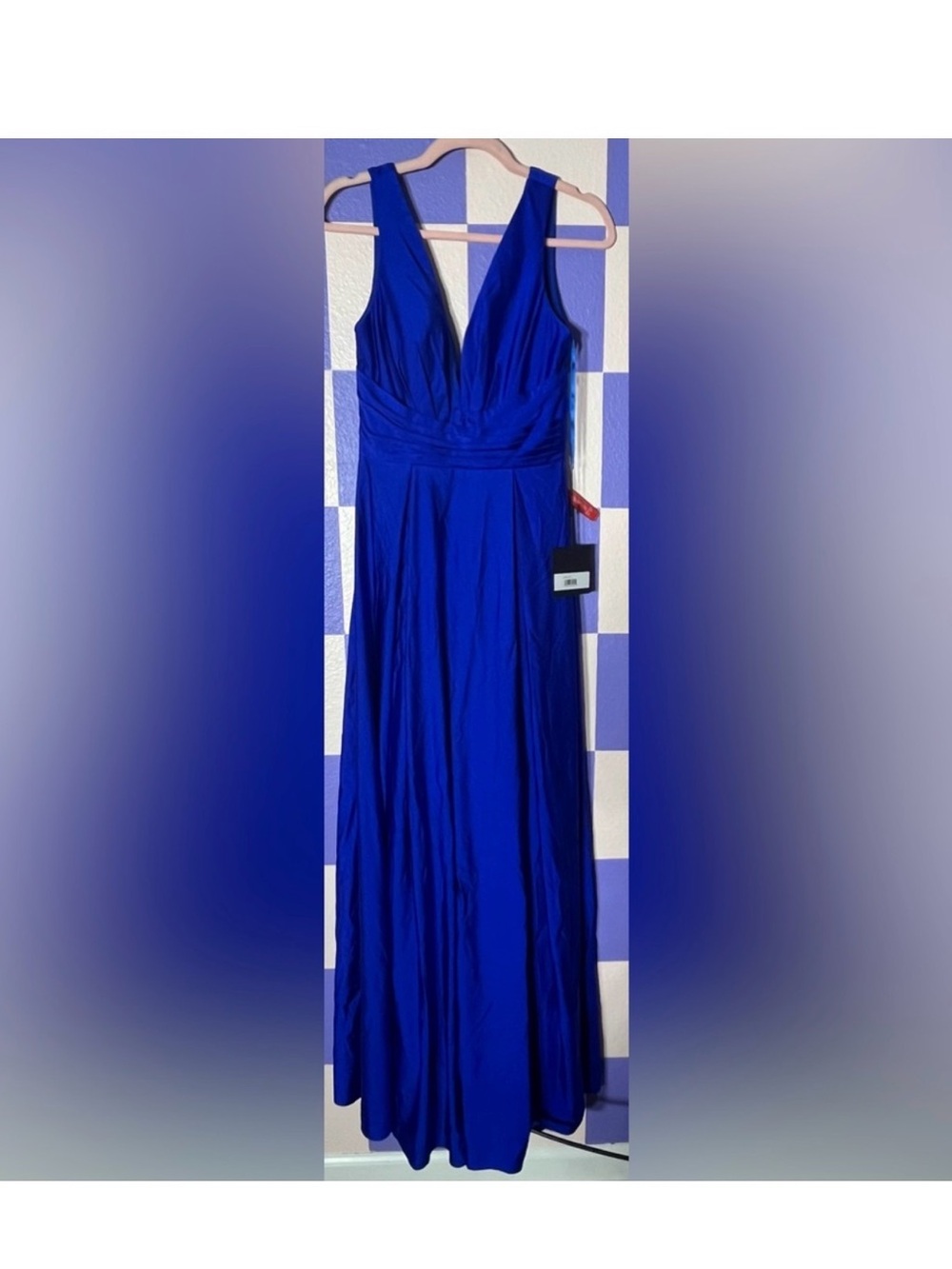 NWT Mac Duggal 26578 Jersey Plunge Neck Evening Gown in Royal Blue - Size 6 - Picture 6 of 8